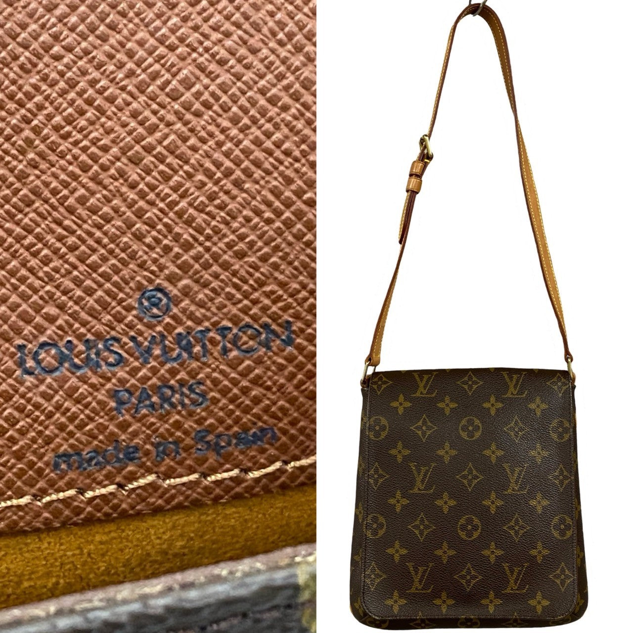 LOUIS VUITTON Shoulder Bag M51258 Leather, PVC Brown Monogram Musette Salsa Women Used Authentic