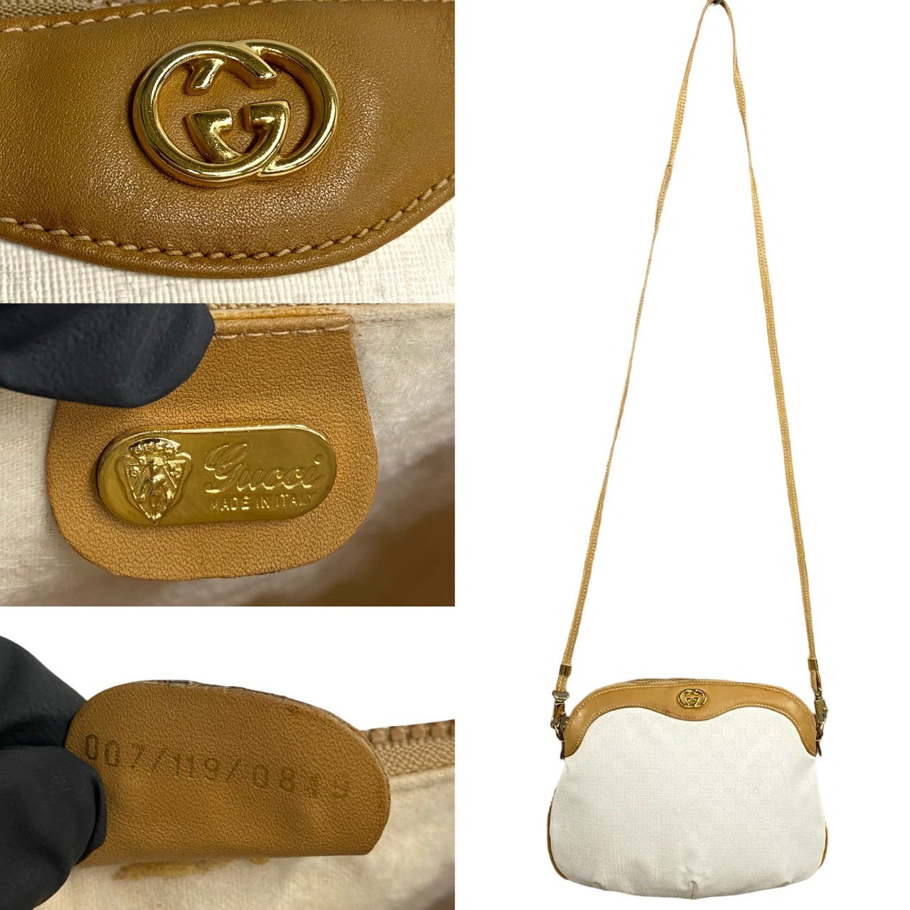 GUCCI Shoulder Bag Leather, PVC Brown Micro GG Women Used Authentic