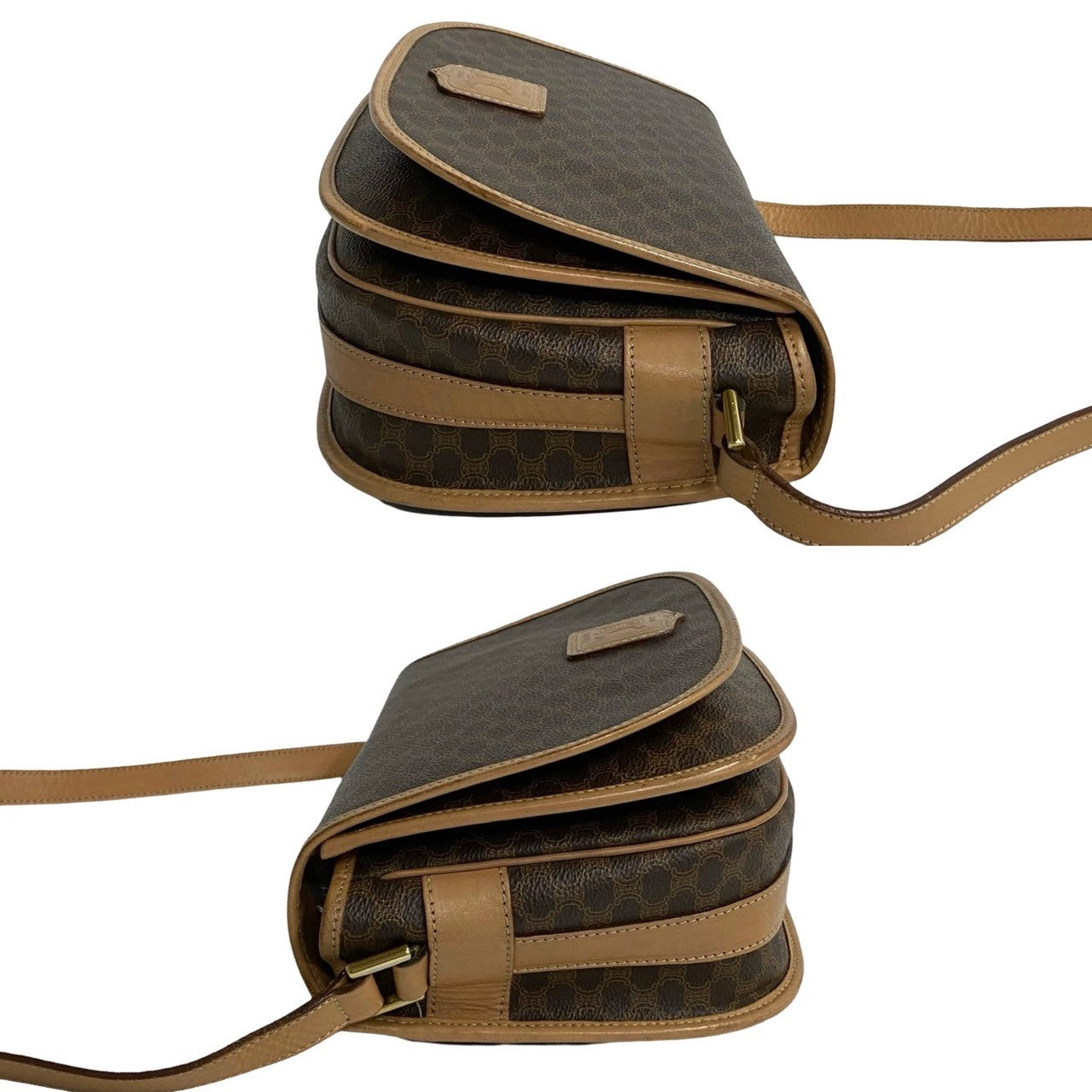 CELINE Shoulder Bag Leather, PVC Brown Macadam Blason Triomphe Pattern mens(Unisex) Used Authentic