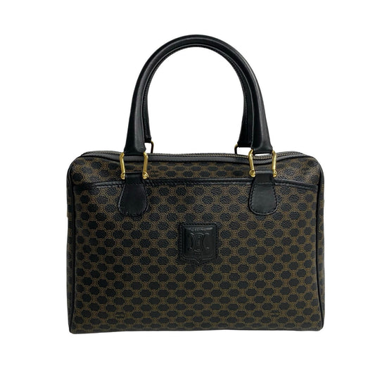 CELINE Handbag Leather, PVC black Macadam Blason Triomphe Pattern Women(Unisex) Used Authentic