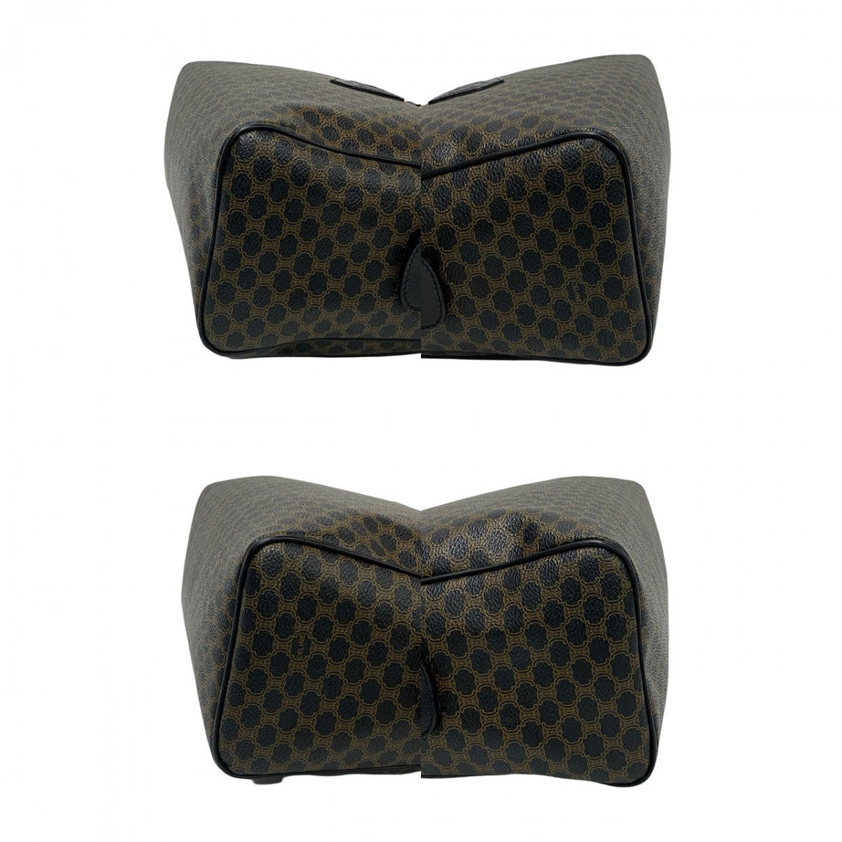 CELINE Handbag Leather, PVC black Macadam Blason Triomphe Pattern Women Used Authentic