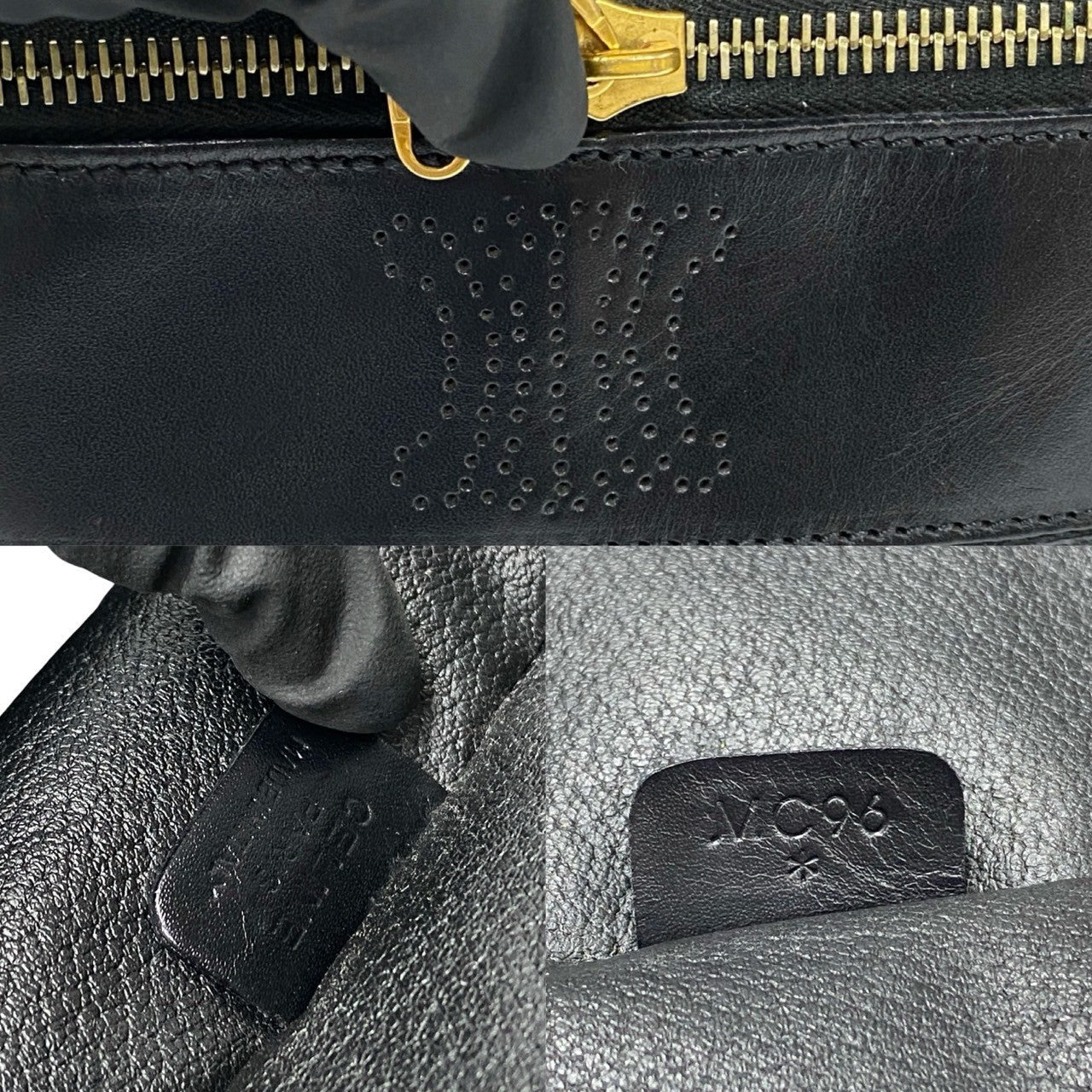 CELINE Handbag Leather, PVC black Macadam Blason Triomphe Pattern Women Used Authentic