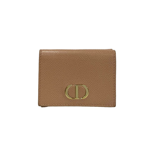 Dior Tri-fold wallet leather pink CD logo Metal Lotus wallet Women Used Authentic