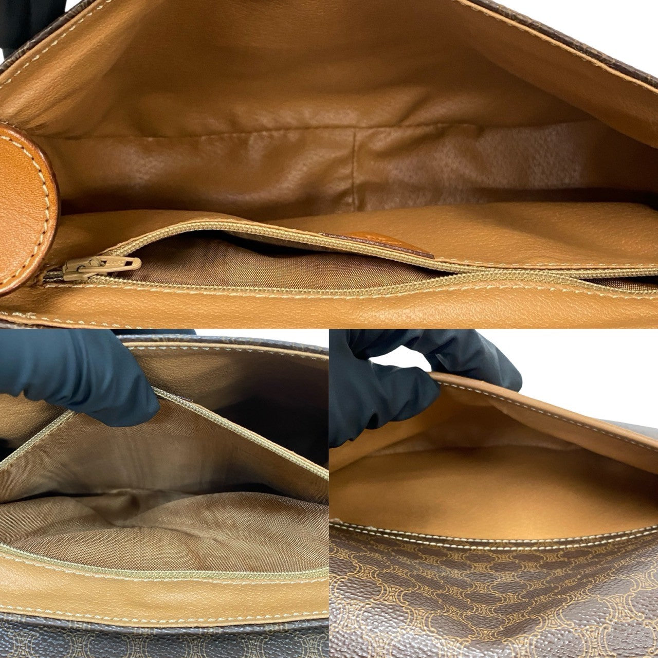 CELINE Shoulder Bag Leather, PVC Brown Macadam Blazon Pattern Triomphe logo Women Used Authentic