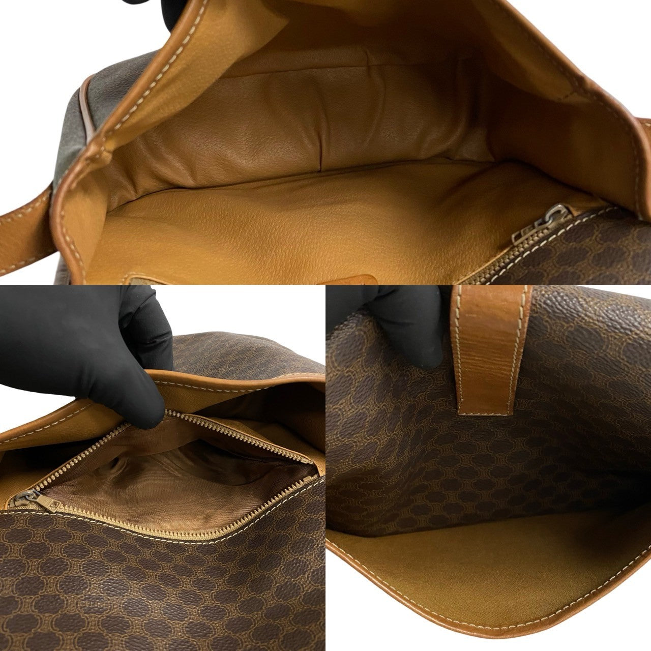 CELINE Shoulder Bag Leather, PVC Brown Macadam Blason Triomphe Pattern mens Used Authentic