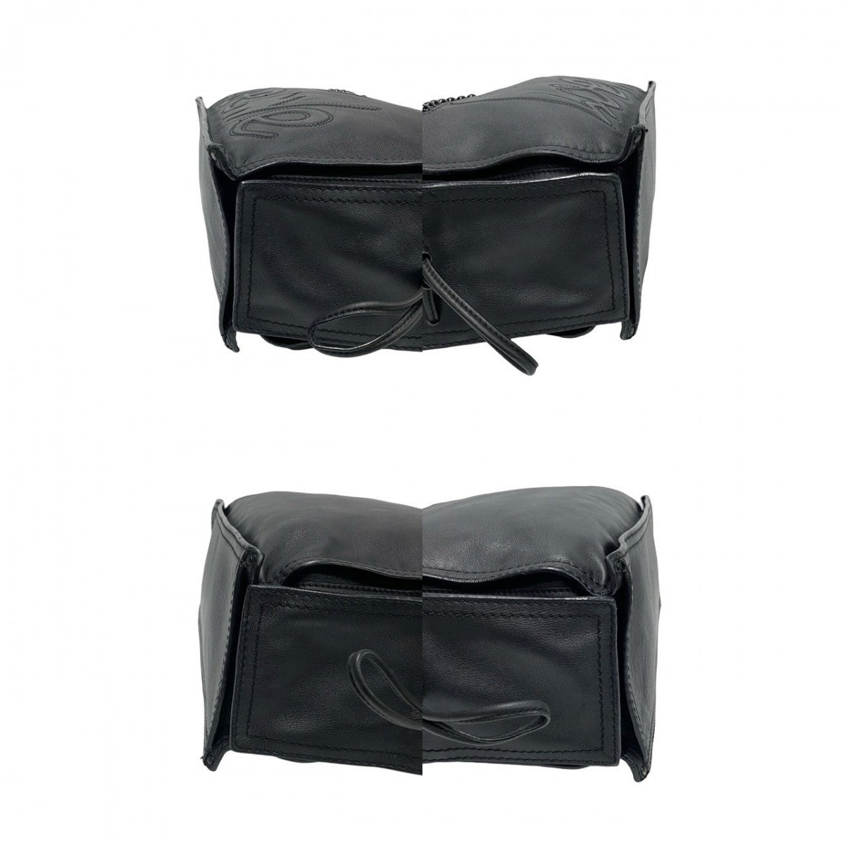 LOEWE Tote Bag leather black logo Shopper tote Women Used Authentic