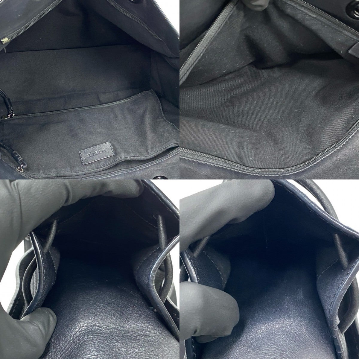 LOEWE Tote Bag leather black logo Shopper tote Women Used Authentic