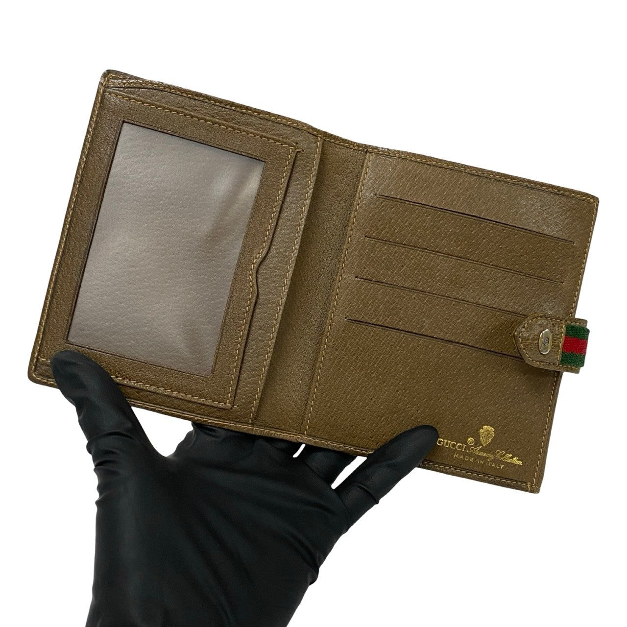 GUCCI Bifold Wallet leather Brown GG logo Sherry line Women Used Authentic