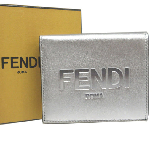 FENDI Bifold Wallet 8M0468 leather Silver