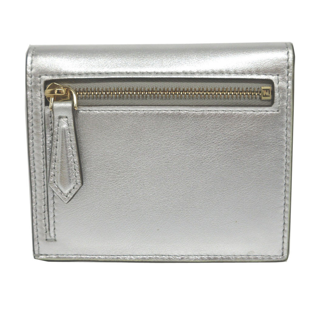 FENDI Bifold Wallet 8M0468 leather Silver