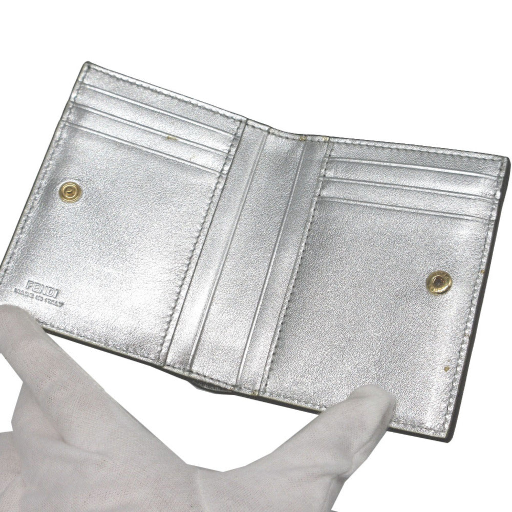 FENDI Bifold Wallet 8M0468 leather Silver