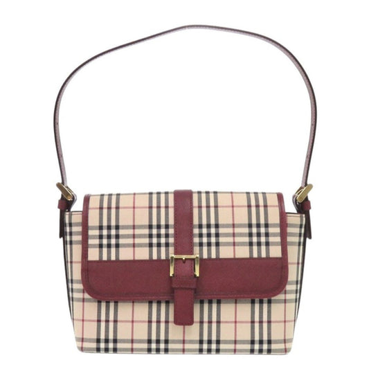 BURBERRY Handbag Canvas, Leather beige One Shoulder Bag Nova Check Women Used Authentic