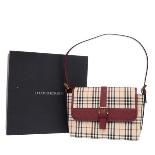 BURBERRY Handbag Canvas, Leather beige One Shoulder Bag Nova Check Women Used Authentic