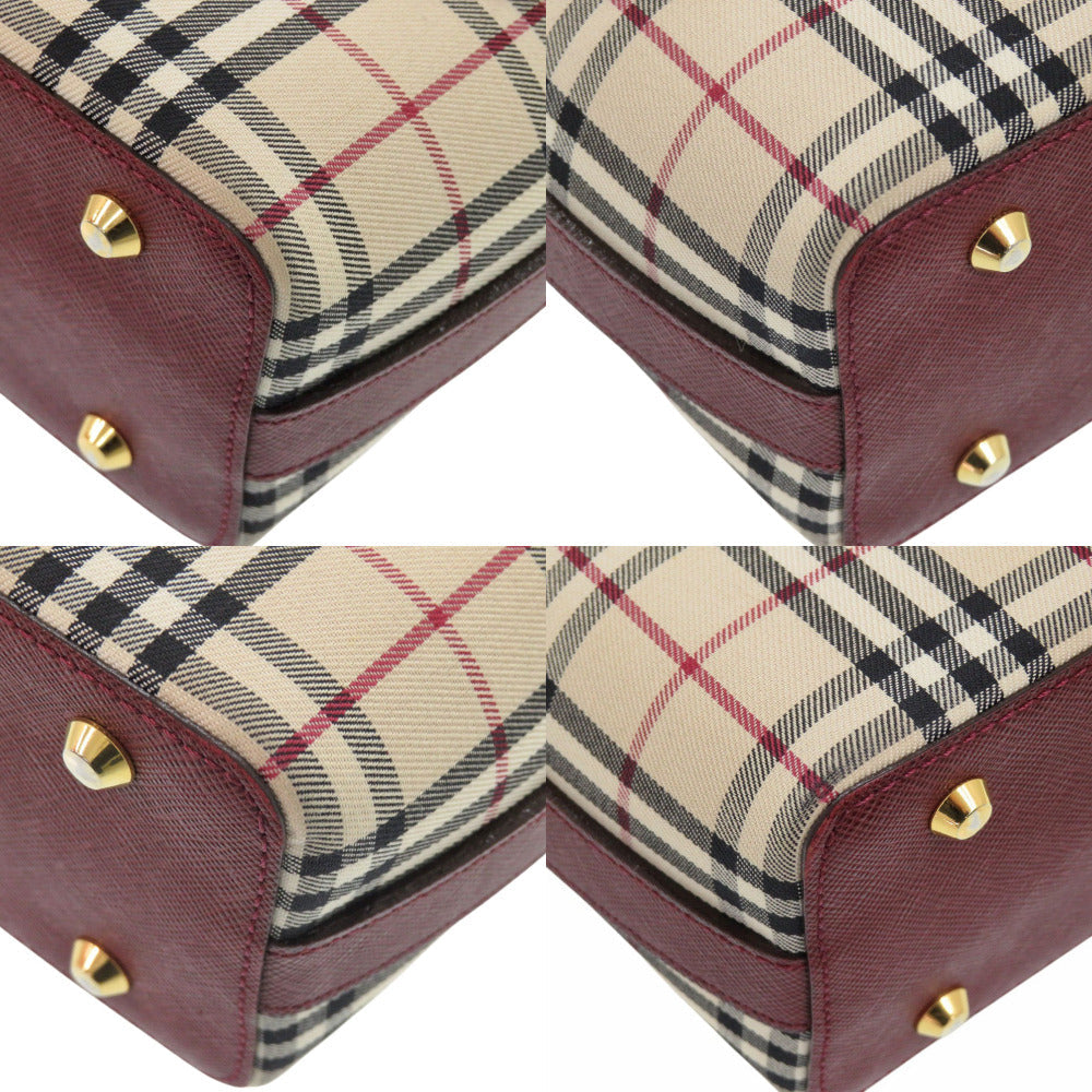 BURBERRY Handbag Canvas, Leather beige One Shoulder Bag Nova Check Women Used Authentic