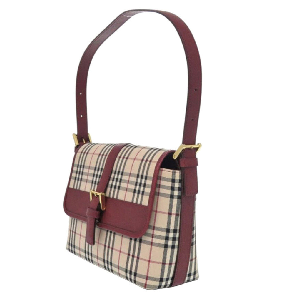 BURBERRY Handbag Canvas, Leather beige One Shoulder Bag Nova Check Women Used Authentic
