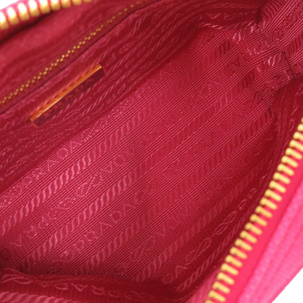 PRADA Pouch canvas pink Triangle logo Women Used Authentic