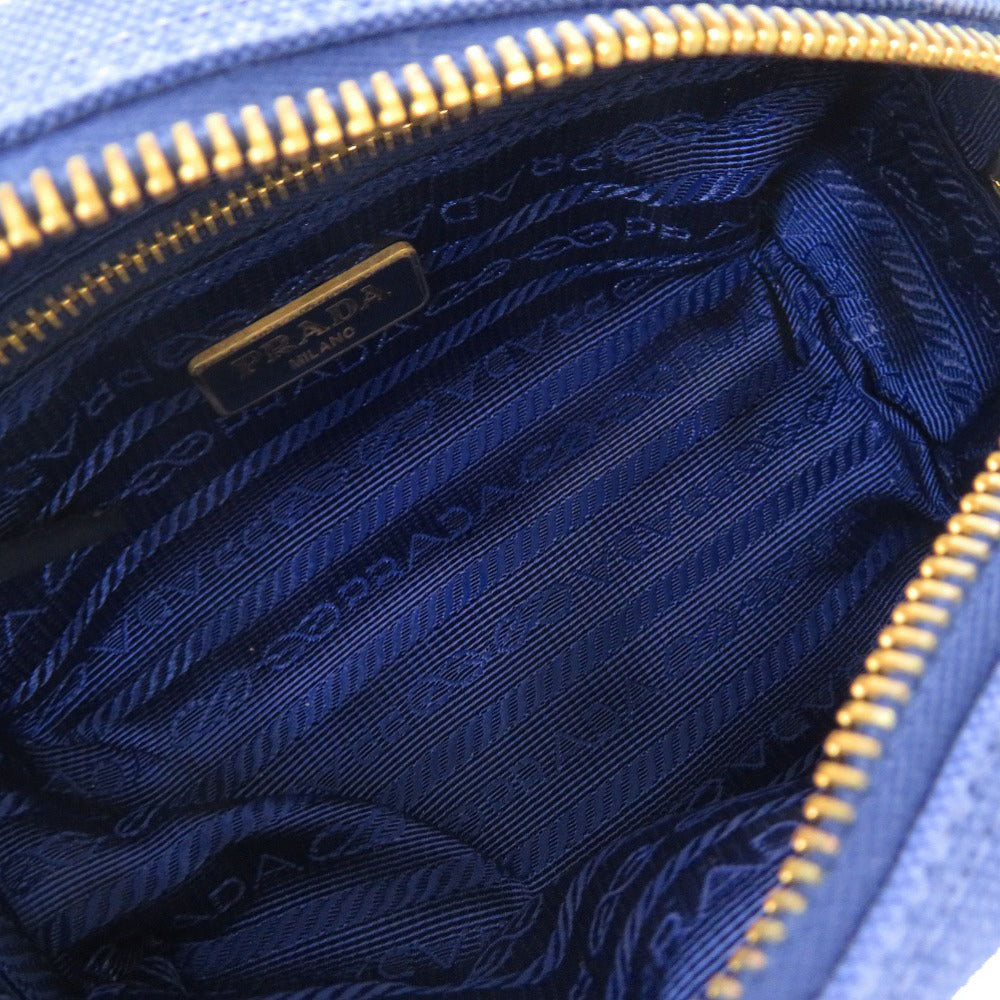 PRADA Pouch 1N0175 canvas blue Triangle logo Women Used Authentic