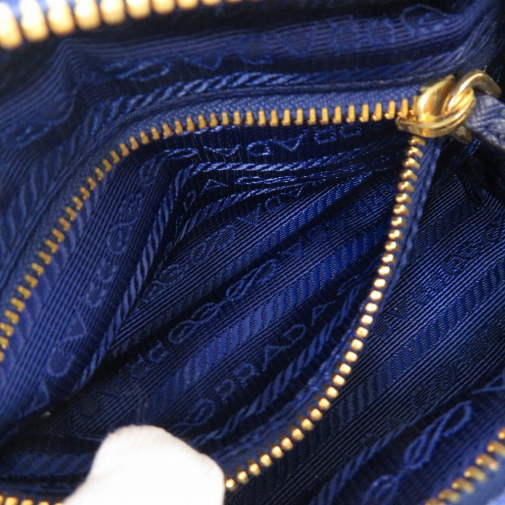 PRADA Pouch 1N0175 canvas blue Triangle logo Women Used Authentic
