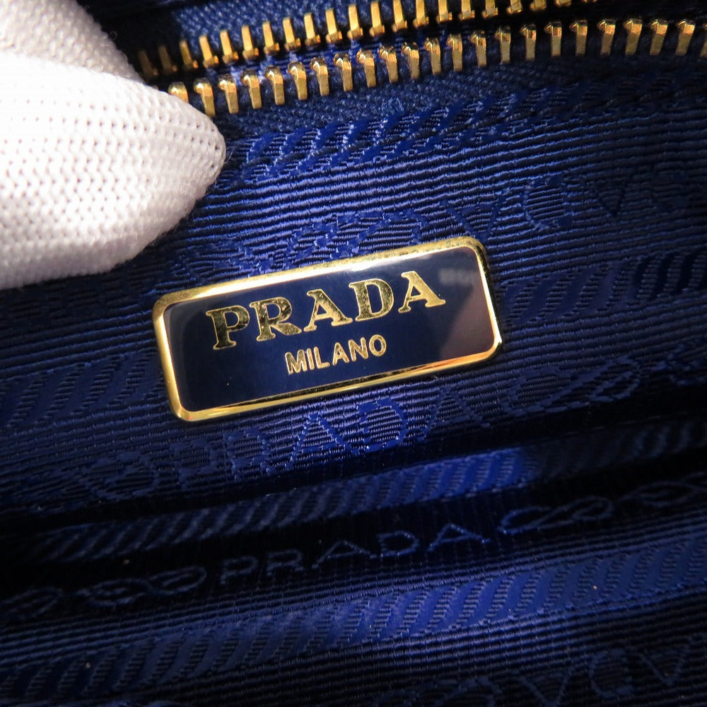 PRADA Pouch 1N0175 canvas blue Triangle logo Women Used Authentic