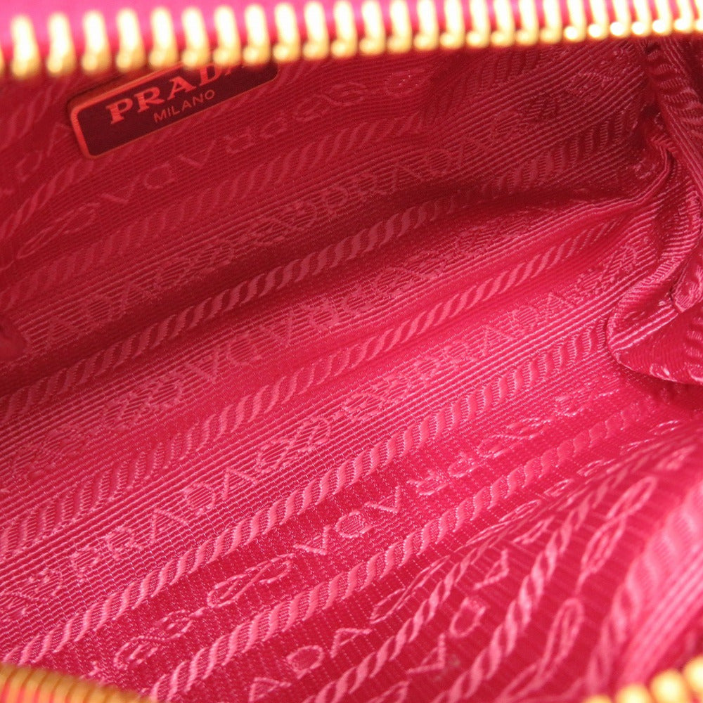 PRADA Pouch 1NA175 canvas pink Triangle logo Women Used Authentic