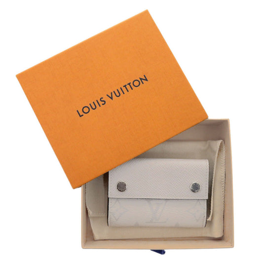 LOUIS VUITTON Tri-fold wallet M67621 Taiga white Monogram Taigalama Discovery Compact Wallet mens Used Authentic
