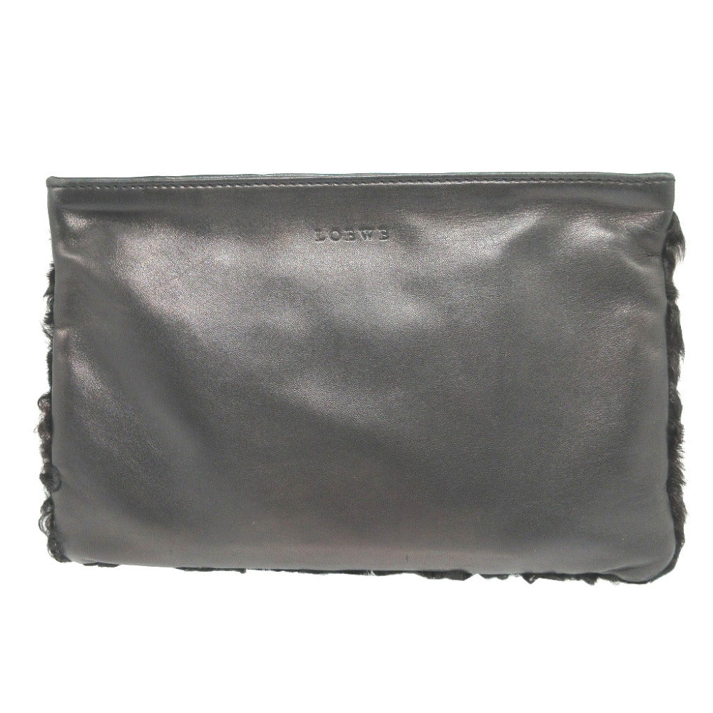 LOEWE Pouch Lamb fur, leather black