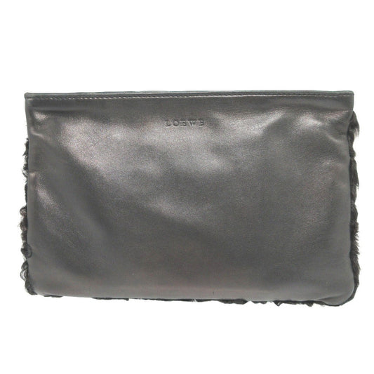 LOEWE Pouch Lamb fur, leather black