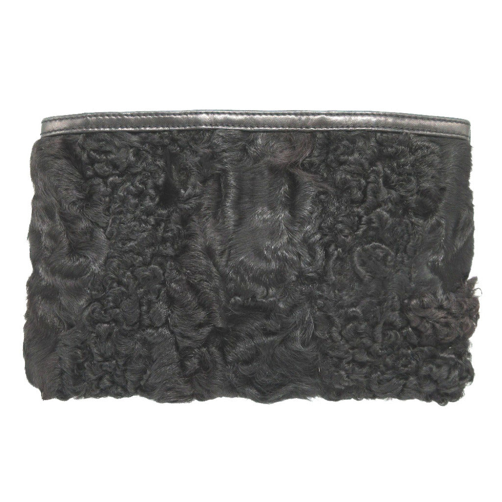 LOEWE Pouch Lamb fur, leather black