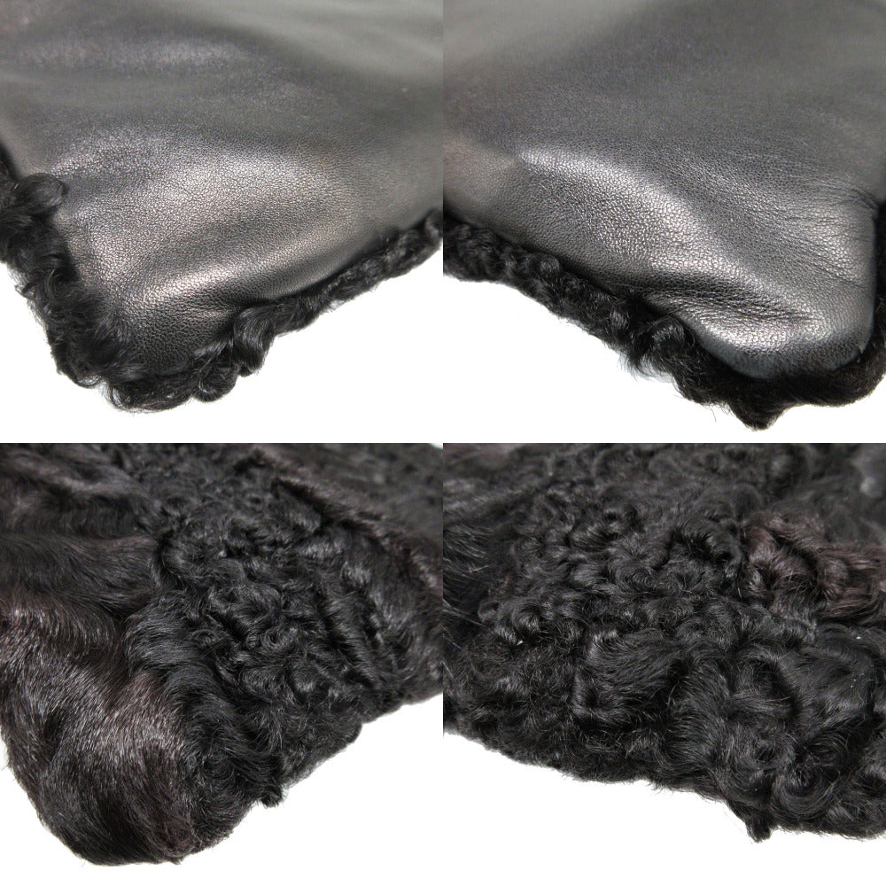 LOEWE Pouch Lamb fur, leather black