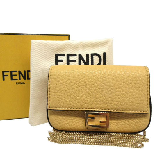 FENDI Shoulder Bag 7AR844 leather yellow Nano Bucket