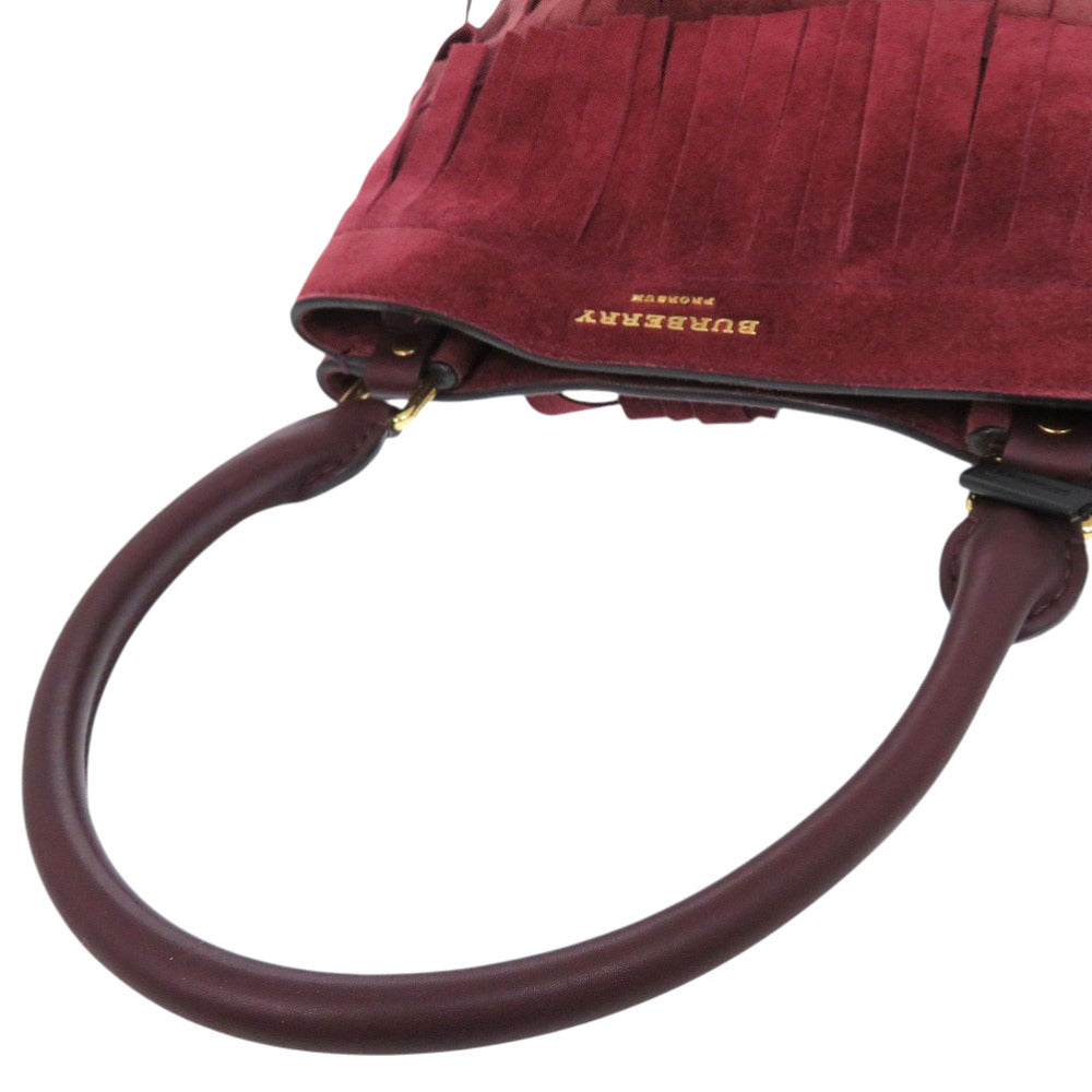 BURBERRY Shoulder Bag Suede, Leather Bordeaux One Shoulder Bag PRORSUM Fringe Women Used Authentic