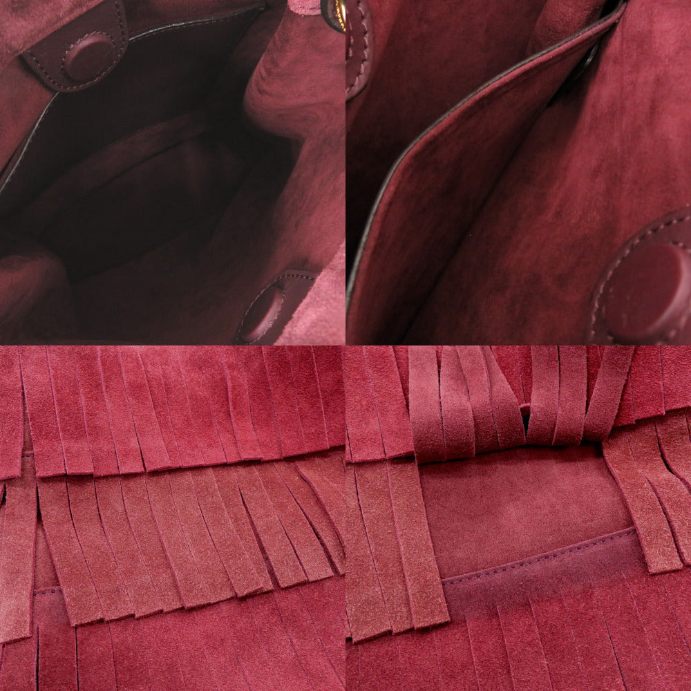 BURBERRY Shoulder Bag Suede, Leather Bordeaux One Shoulder Bag PRORSUM Fringe Women Used Authentic