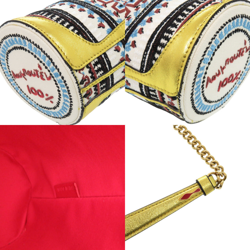 Christian Louboutin Shoulder Bag 3225065 Canvas, Sequins gold Bucket Bag ChainShoulder Bag LOUBIPHORE Women Used Authentic