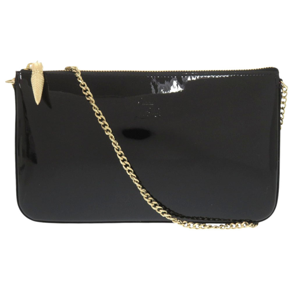 Christian Louboutin Shoulder Bag Patent leather black ChainShoulder Bag Women Used Authentic