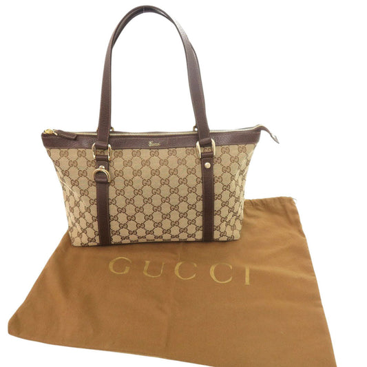 GUCCI Handbag 141470 02026 GG canvas, leather beige Women Used Authentic