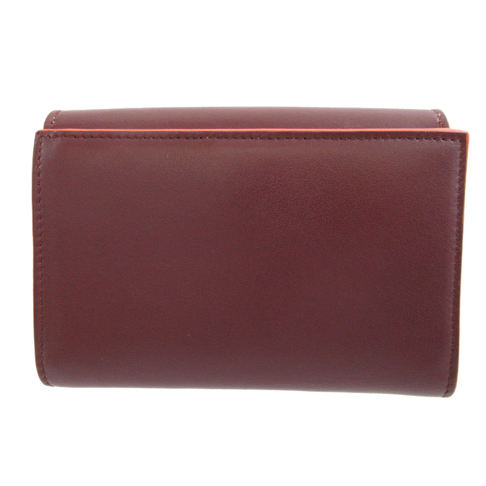 FENDI Bifold Wallet 8M0359 leather Bordeaux W Hook Wallet Peekaboo unisex(Unisex) Used Authentic