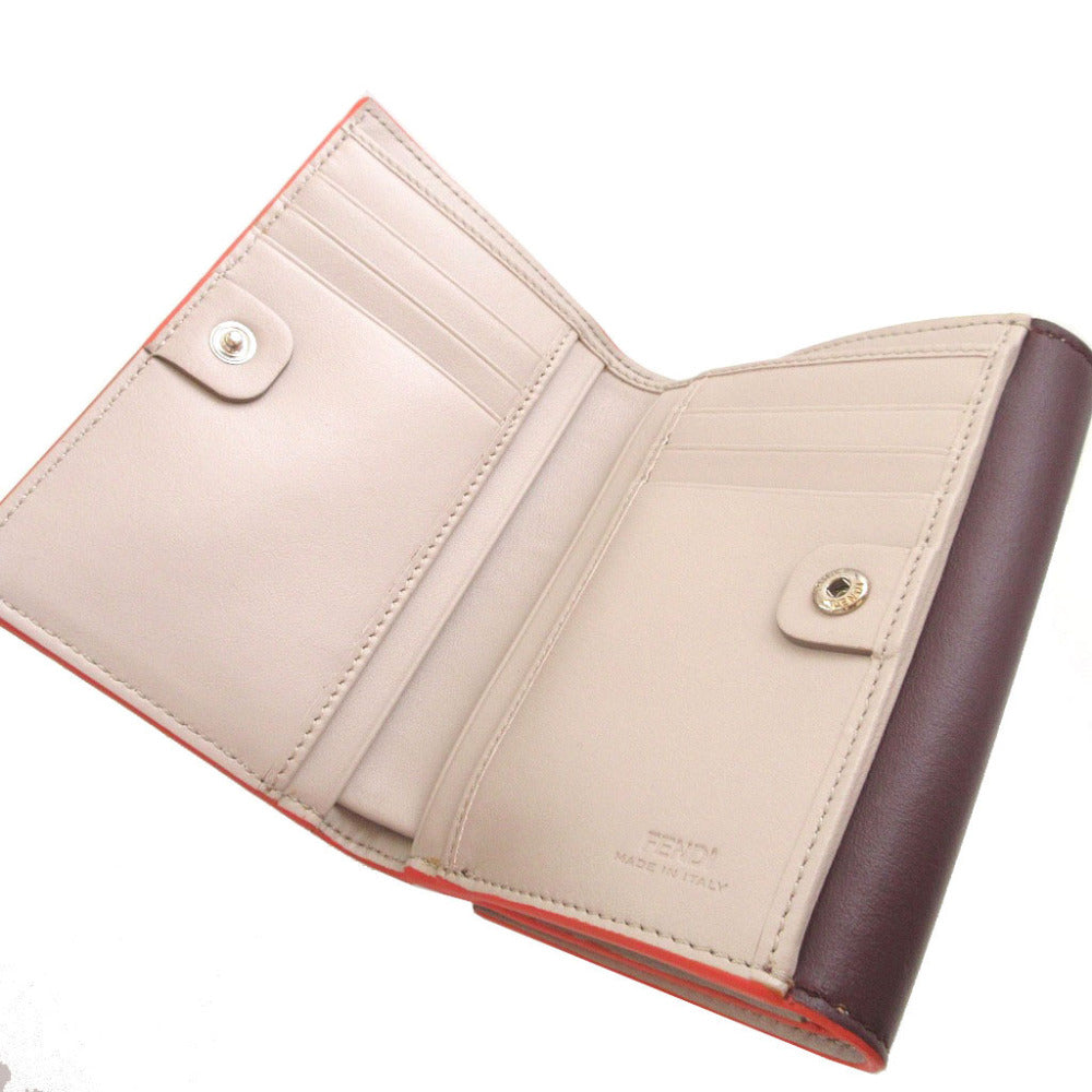 FENDI Bifold Wallet 8M0359 leather Bordeaux W Hook Wallet Peekaboo unisex(Unisex) Used Authentic