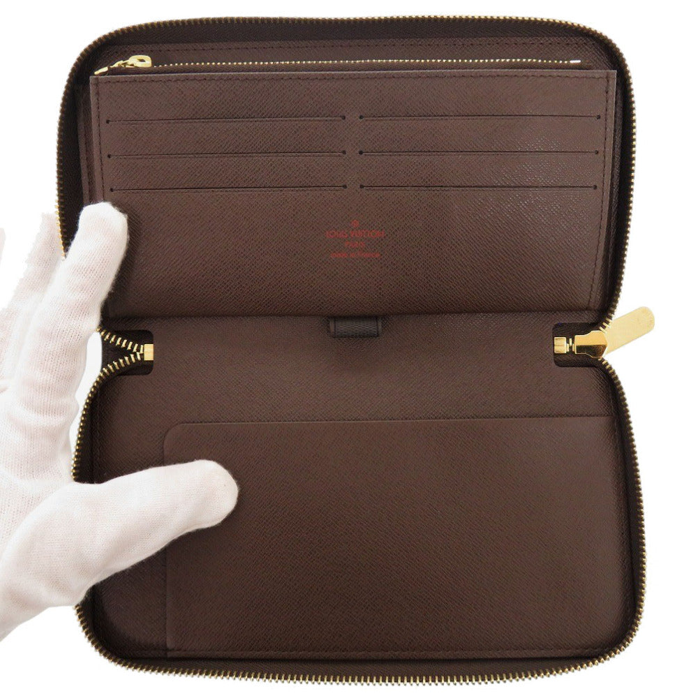 LOUIS VUITTON Long Wallet Purse N60003 Damier canvas Brown Damier Zippy Organizer unisex(Unisex) Used Authentic