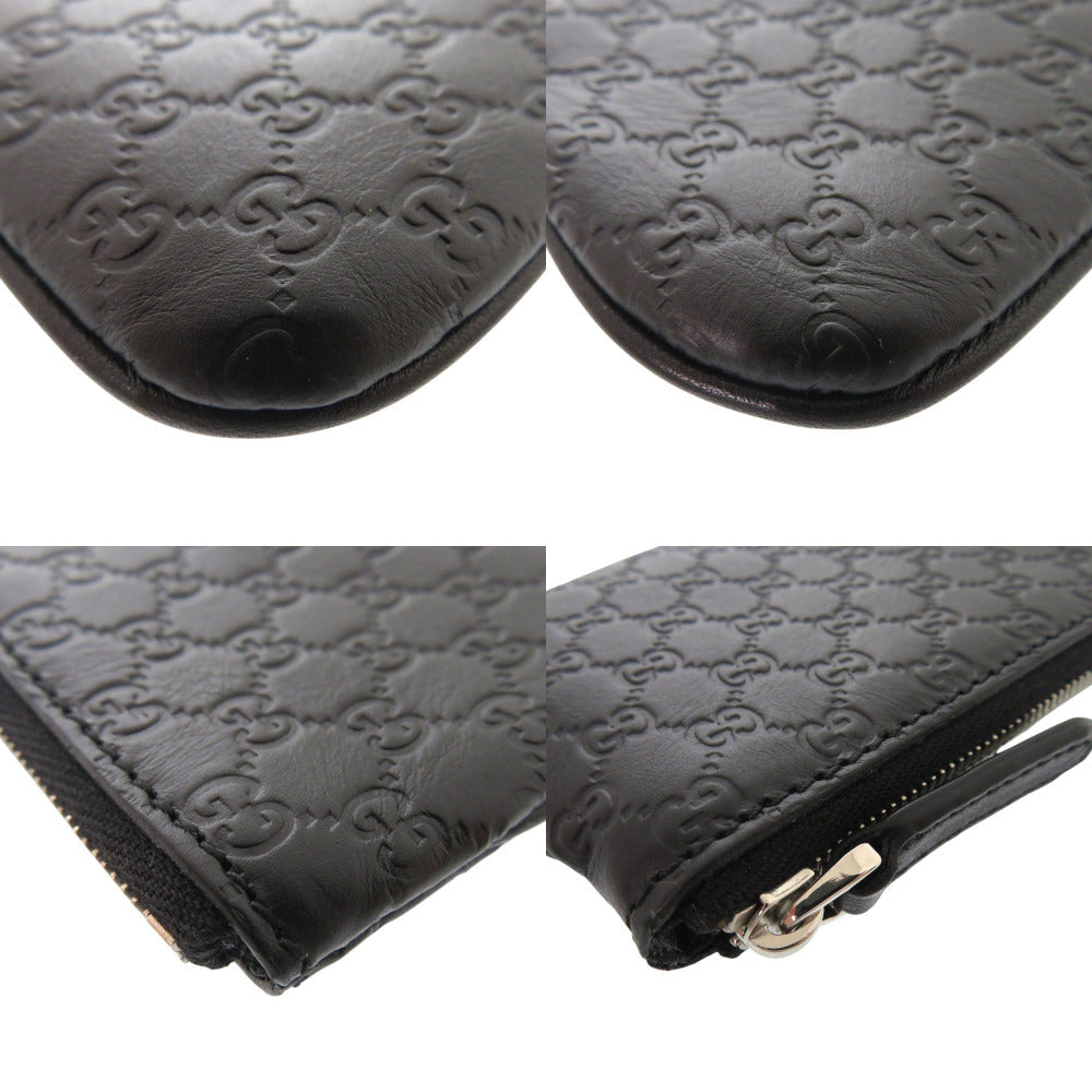 GUCCI Coin case 544476 leather black Micro Guccissima with key ring unisex(Unisex) Used Authentic