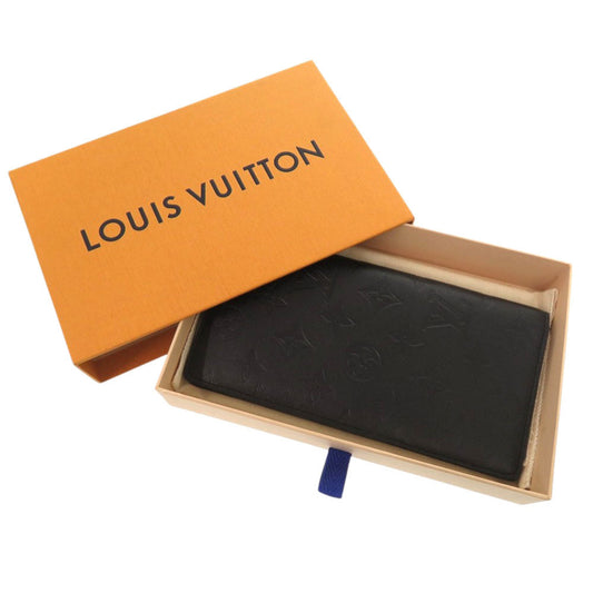 LOUIS VUITTON Long Wallet Purse M62900 leather Noir Monogram shadow Portefeuille Braza mens Used Authentic