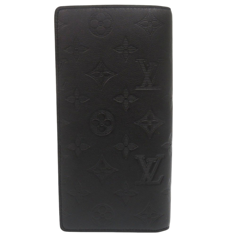 LOUIS VUITTON Long Wallet Purse M62900 leather Noir Monogram shadow Portefeuille Braza mens Used Authentic