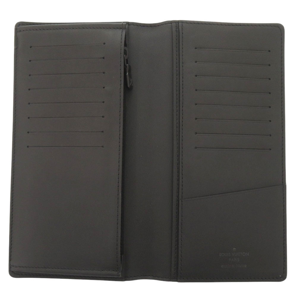 LOUIS VUITTON Long Wallet Purse M62900 leather Noir Monogram shadow Portefeuille Braza mens Used Authentic