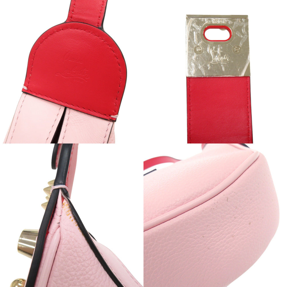 Christian Louboutin Shoulder Bag leather pink CARASKY mini Women Used Authentic