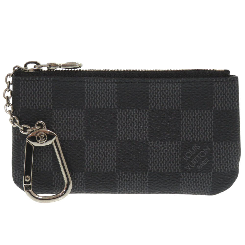 LOUIS VUITTON Coin case N60155 Damier Grafitto Canvas black Damier Graphite Pochette Cre mens Used Authentic