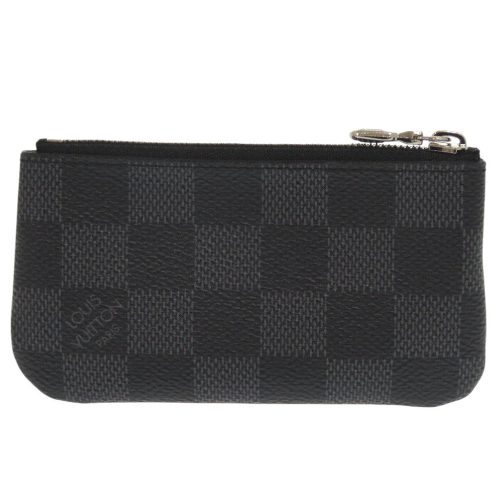 LOUIS VUITTON Coin case N60155 Damier Grafitto Canvas black Damier Graphite Pochette Cre mens Used Authentic