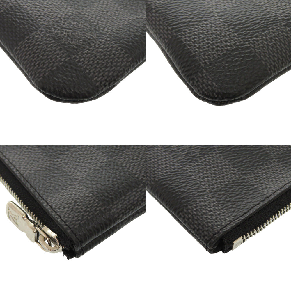 LOUIS VUITTON Coin case N60155 Damier Grafitto Canvas black Damier Graphite Pochette Cre mens Used Authentic