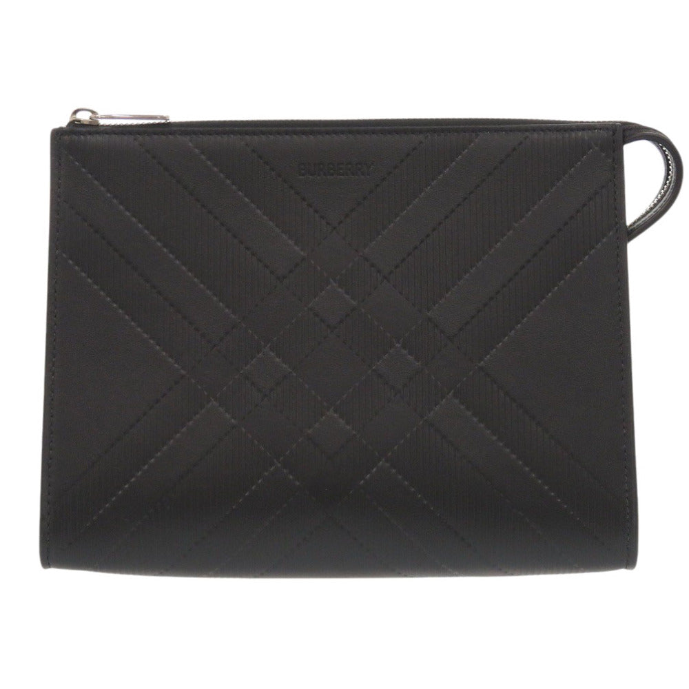 BURBERRY Clutch bag leather black Pouch mens Used Authentic