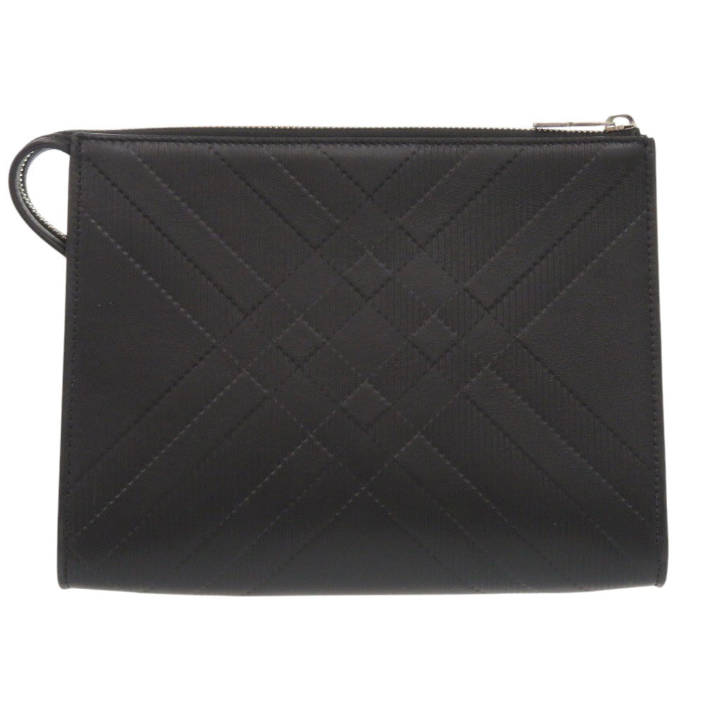 BURBERRY Clutch bag leather black Pouch mens Used Authentic