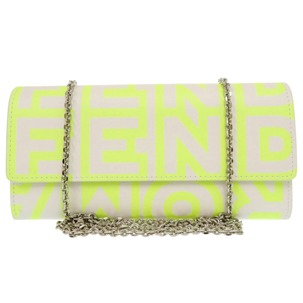 FENDI Long Wallet Purse leather yellow Chain wallet By Marc Jacobs Women Used Authentic