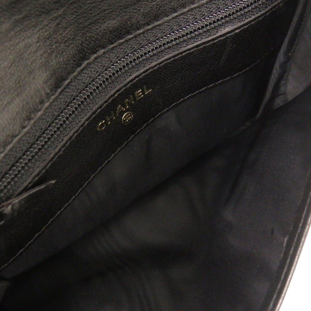 CHANEL Bifold Wallet lambskin black COCO Mark Women Used Authentic